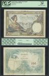 French Guiana, Banque de la Guyane, 100 francs, no date (1933-1942), serial number V.7 00170126, mul