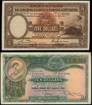 The Hongkong and Shanghai Banking Corporation, a group of 3 notes, $5, 1.4.1941 and a pair of $10, 1