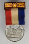 1890 Patriotic Order Sons of America Hall at Lebanon, Pennsylvania Badge. Baker-S-341. White Metal. 