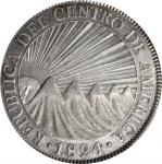GUATEMALA. Central American Republic. 8 Reales, 1824-NG M. Nueva Guatemala Mint. NGC Unc Details--Cl