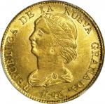 COLOMBIA. 1846-UM 16 Pesos. Popayán mint. Restrepo M212.23. MS-62 (PCGS).