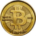 2012 Casascius 1 Bitcoin (BTC). Brass. Unloaded (Redeemed). Firstbits 1CsunAuQ. Series 2. 28.5 mm. M