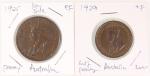 Australia, a pair of half penny, 1929 and 1 penny, 1925, key date, both extremely fine, half penny s