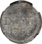 1796年荷兰东印度爪哇1卢比。NETHERLANDS EAST INDIES. Java. Tin Duit, 1796. NGC VF Details--Corrosion.