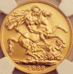 英国 (Great Britain) エリザベス2世女王像 2ポンド金貨 1988年 KM944 ／ Elizabeth II 2 Pounds Gold Proof