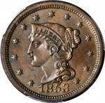 1853 Braided Hair Cent. N-12. Rarity-1. Grellman State-a. MS-65+ BN (PCGS).