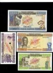 Banque Centrale de la Republique de Guinee, specimen 100, 500, 1000, 5000 francs 1st Mach 1960, seri