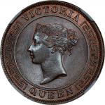 1891年锡兰5 分。加尔各答造币厂。CEYLON. Cent, 1891. Calcutta Mint. Victoria. NGC MS-65 Brown.