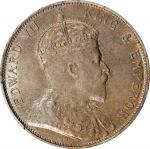 1905年香港半圆银币。伦敦造币厂。(t) HONG KONG. 50 Cents, 1905. London Mint. Edward VII. PCGS AU-58.