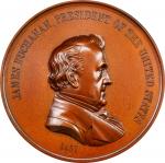 1857 James Buchanan Indian Peace Medal. Copper. First Size. Original Signed Reverse. Julian IP-34. P