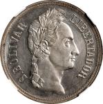 GUATEMALA. Centennial of the Birth of Simon Bolivar Silver Medal, 1883. NGC Unc Details--Obverse Spo