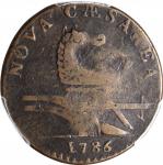 1786 New Jersey Copper. Maris 14-J, W-4810. Rarity-1. Stegosaurus Head. VF-25 (PCGS).