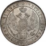 1837-CNB HT年俄罗斯1卢布。圣彼得堡造币厂。(t) RUSSIA. Ruble, 1837-CNB HT. St. Petersburg Mint. Nicholas I. NGC MS-6