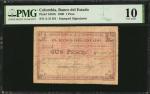 COLOMBIA. Banco del Estado. 1 Peso, 1900. P-S481b. PMG Very Good 10.