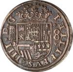 SPAIN. 8 Reales, 1660-BR. Segovia Mint; mm: aqueduct. Philip IV. PCGS AU-55.