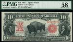 x United States of America, Legal Tender, $10, 1901, serial number B4840747, black, Lewis and Clark 