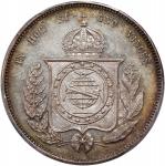 1857年巴西2000里斯银币，PCGS AU58，#42958871