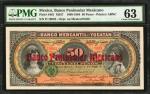MEXICO. Banco Peninsular Mexicano. 50 Pesos, 1898-1904. P-S461. PMG Choice Uncirculated 63.