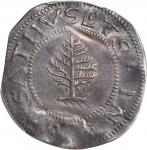 1652 Pine Tree Shilling. Large Planchet. Noe-1, Salmon 1-A, W-690. Rarity-2. Pellets at Trunk. EF-45