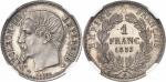 Napoléon III (1852-1870). 1 franc 1853 A, Paris, épreuve sur flan bruni, tranche striée.