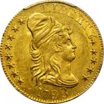 1798 Capped Bust Right Half Eagle. Heraldic Eagle. BD-4. Rarity-4+. Large 8, 13-Star Reverse, Wide D