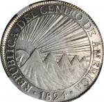 GUATEMALA. Central American Republic. 8 Reales, 1824-NG M. Nueva Guatemala Mint. NGC MS-62.