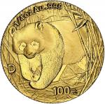 2001年熊猫纪念金币1/4盎司 NGC MS 69 China (Peoples Republic), gold 100 yuan (1/4 oz) Panda, 2001 D, NGC MS 69
