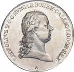 Austria. 1790. Silver. PCGS MS62PL. AUProof like. Thaler. Leopold II Silver Prooflike Thaler
