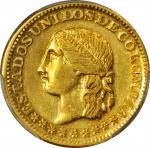 COLOMBIA. 1863-M 5 Pesos. Medellín mint. Restrepo M329.1. AU-55 (PCGS).