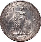 1907B英国贸易银元，PCGS UNC Detail，有清洗，带原光，编号41661454