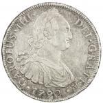 PERU: Carlos IV, 1788-1808, AR 8 reales, 1792, KM-109, initials IJ, some light scratches on portrait