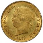 World Coins - Asia & Middle-East. PHILIPPINES: Isabel II, 1833-1868, AV 4 pesos, 1862, KM-144, an at