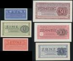 World War II, Verrechnungsscheinen / German Armed Forces clearing notes complete set of 50, 10, 5, 1
