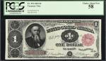 Fr. 351. 1891 $1  Treasury Note. PCGS Currency Choice About New 58.