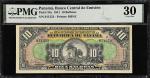 PANAMA. Banco Central de Emision de la Republica de Panama. 10 Balboas, 1941. P-24a. PMG Very Fine 3