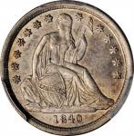 1840-O Liberty Seated Dime. No Drapery. Fortin-101. Rarity-6. Large O. AU-55 (PCGS). CAC.