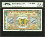 MOROCCO. Banque DEtat Du Maroc. 100 Francs, 1943-44. P-27s. Specimen. PMG Superb Gem Uncirculated 68