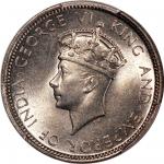 香港乔治六世钱币一对，1937年一毫及1950年五仙，分别评PCGS MS66及MS63，#46484402，#46484375