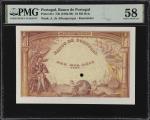 PORTUGAL. Banco de Portugal. 10 Mil Res, ND (1902-09). P-81r. Remainder. PMG Choice About Uncirculat