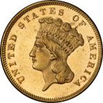 1856-S Three-Dollar Gold Piece. Mint State-64 (PCGS).