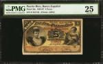 PUERTO RICO. Banco Espanol de Puerto Rico. 5 Pesos, 1896. P-26a. PMG Very Fine 25.