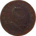 1786 New Jersey Copper. Maris 20-N, W-4905. Rarity-4. Wide Shield, Drunken Die Cutter--Double Struck