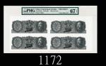 1946年中央银行贰角样票四连张，EPQ67稀品1946 The Central Bank of China 20 Cents Specimen uncut sheet of 4. Very rare