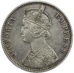 India - Colonial，BRITISH INDIA: Victoria, Empress, 1876-1901, AR rupee, 1897-C, KM-492, rare date, c