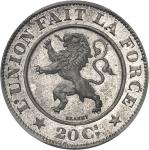 BELGIQUE Léopold Ier (1831-1865). Essai de 20-20 centimes au lion par Braemt 1860, Bruxelles.