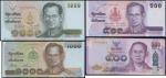 1996至2014年泰国伍佰，壹仟铢一组四枚，均PMG66EPQ-67EPQ，世界纸币
