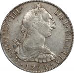 1774-Mo FM年墨西哥壹圆银币。墨西哥城铸币厂。MEXICO. 8 Reales, 1774-Mo FM. Mexico City Mint. Charles III. PCGS Genuine