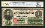 Fr. 16. 1862 $1 Legal Tender Note. PCGS Banknote Choice Uncirculated 64.