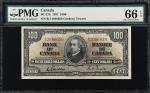 CANADA. Bank of Canada. 100 Dollars, 1937. BC-27b. PMG Gem Uncirculated 66 EPQ.