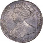 GREAT BRITAIN. Crown, 1703 Year TERTIO. London Mint. Anne. PCGS Genuine--Environmental Damage, Unc D